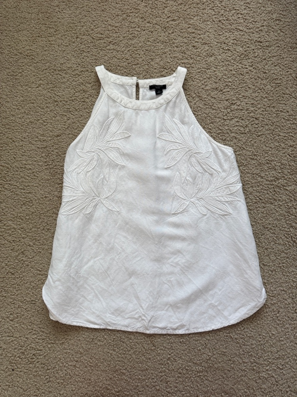 Ann Taylor White Embroidered Halter Camisole